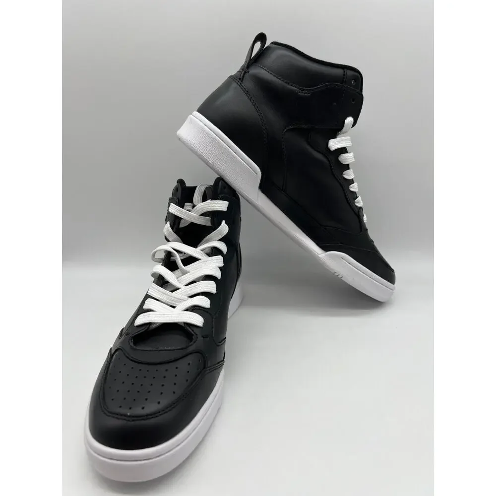 Polo Ralph Lauren Court Leather High Top Sneaker Black/White Size 9